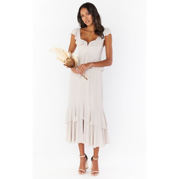 Show Me Your Mumu Reese Ruffle Dress in Show Me The Ring Crisp S NWT - Picture 3 of 8